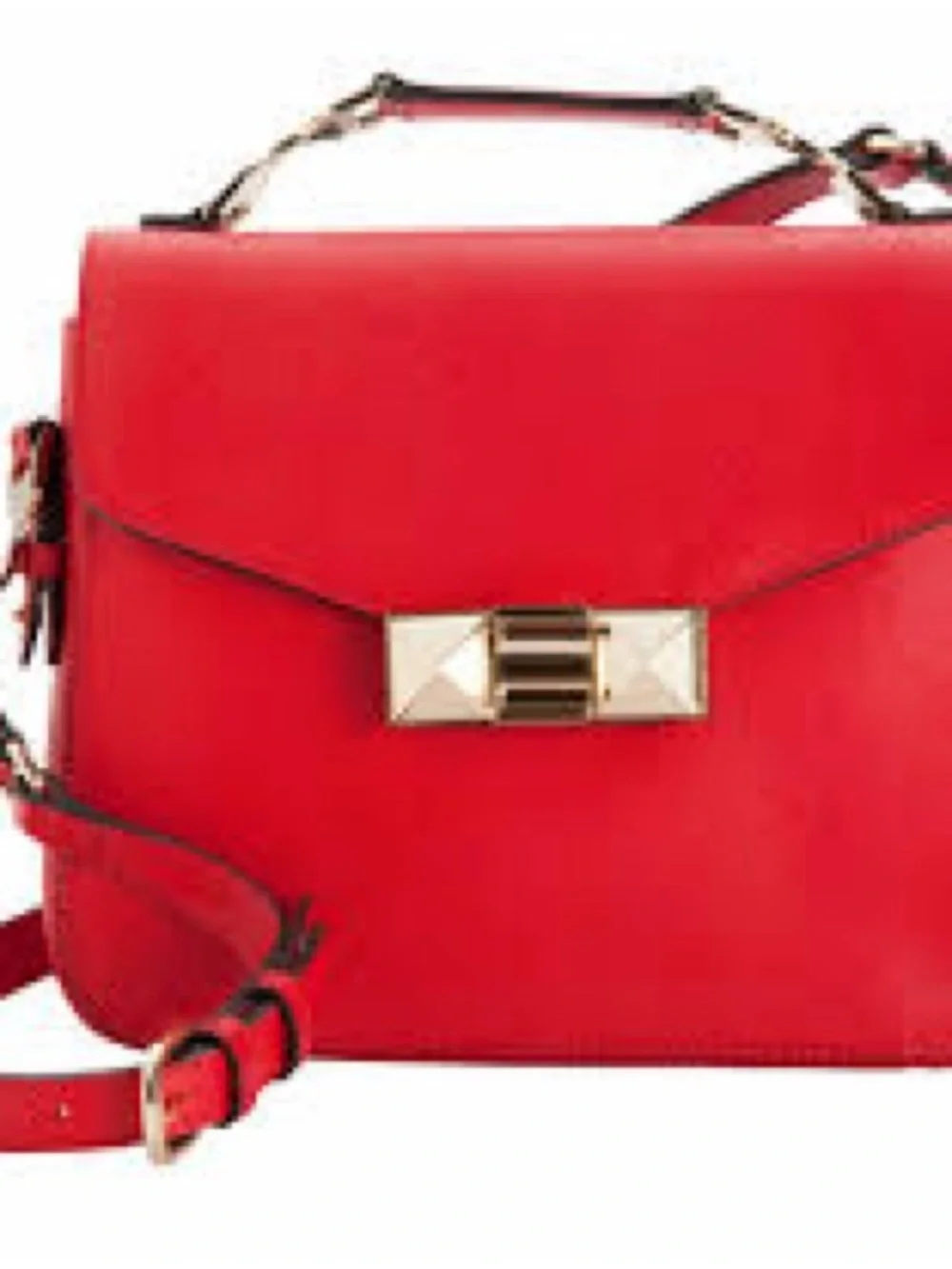 Ann Taylor Red Women's Structured Satchel Bag with Gold Hardware NWT $178